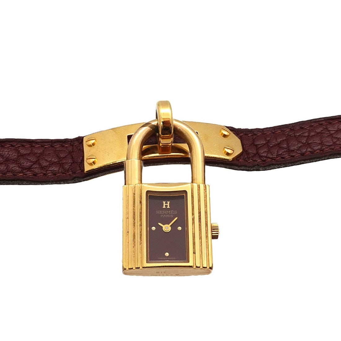 Hermes Kelly Watch, Women's Bordeaux, Quartz with Padlock: --- Catalog ---Category: SizeWrist Size: 13.5cm - 16cm / 5.31'' - 6.29''Case Diameter: 20mm / 0.79''Category: DesignType: WristwatchGender: WomenColor (Dial): BordeauxMaterial (Band): LeatherMaterial 