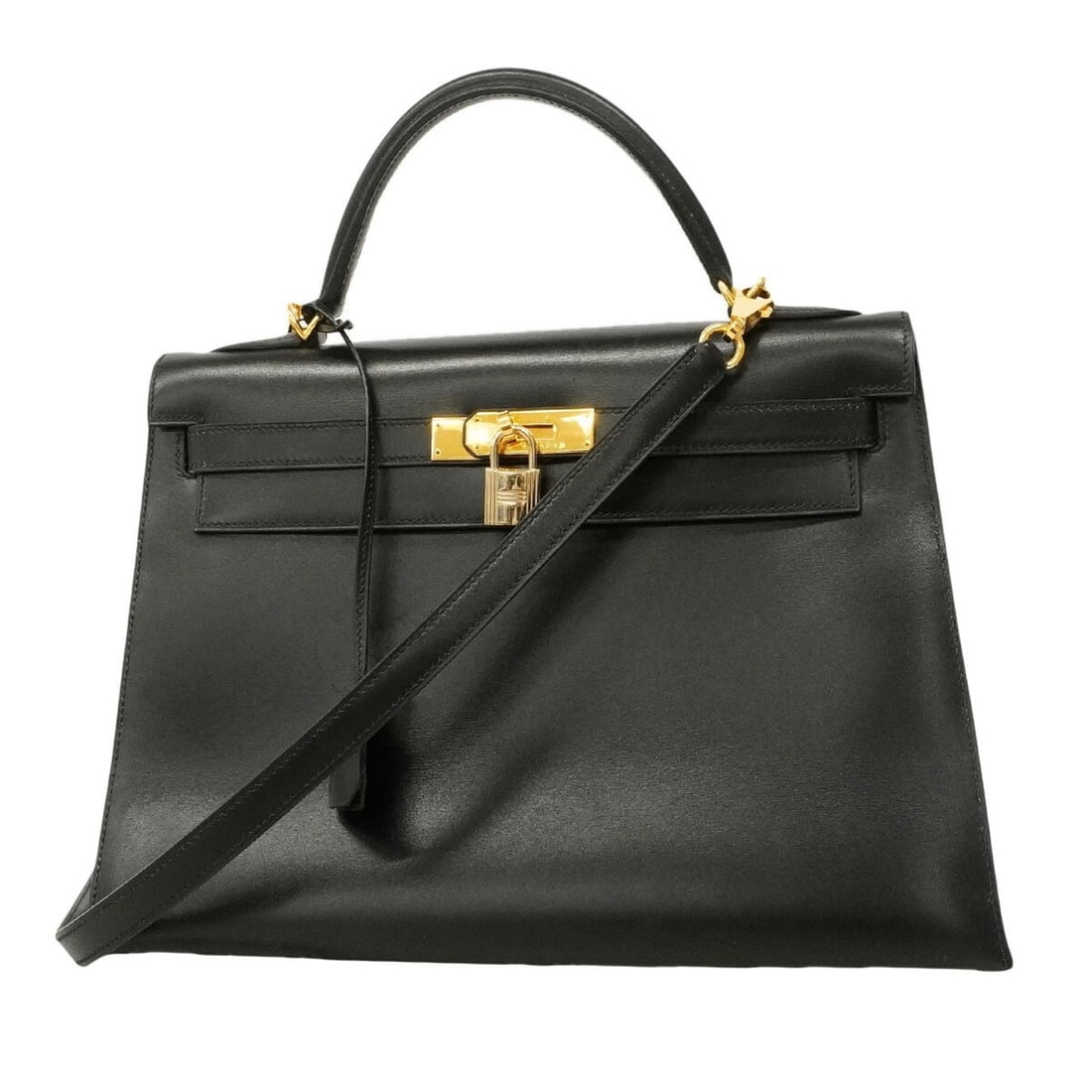 Hermes Kelly 32 Handbag, Box Calf Leather, Black, ?E Stamp, 2-way Bag, Women's, P3367916: --- Catalog ---Category: SizeSize (HxWxD): 23cm x 33cm x 11.5cm / 9.05'' x 12.99'' x 4.52''Category: DesignType: HandbagColor: BlackGender: WomenMaterial: Box calf leather Hardware Color: GoldCategory
