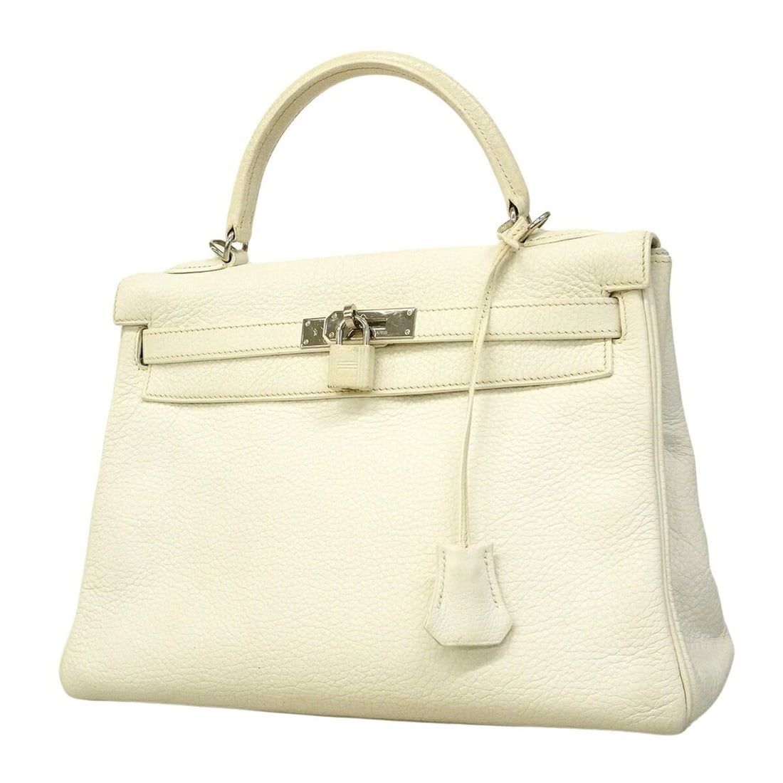 Hermes Kelly 32 handbag, Taurillon Clemence leather, white, ?K stamp, ladies'.