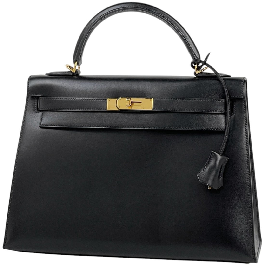 Hermes Kelly 32 Handbag, External Stitching, 2-Way, Box Calf Leather, Black, Size F, Women's: --- Catalog ---Category: SizeStrap Drop: 43cm / 16.92''Size (HxWxD): 23cm x 32cm x 12cm / 9.05'' x 12.59'' x 4.72''Category: DesignType: HandbagColor: BlackGender: WomenMaterial: Box calf leather Cate