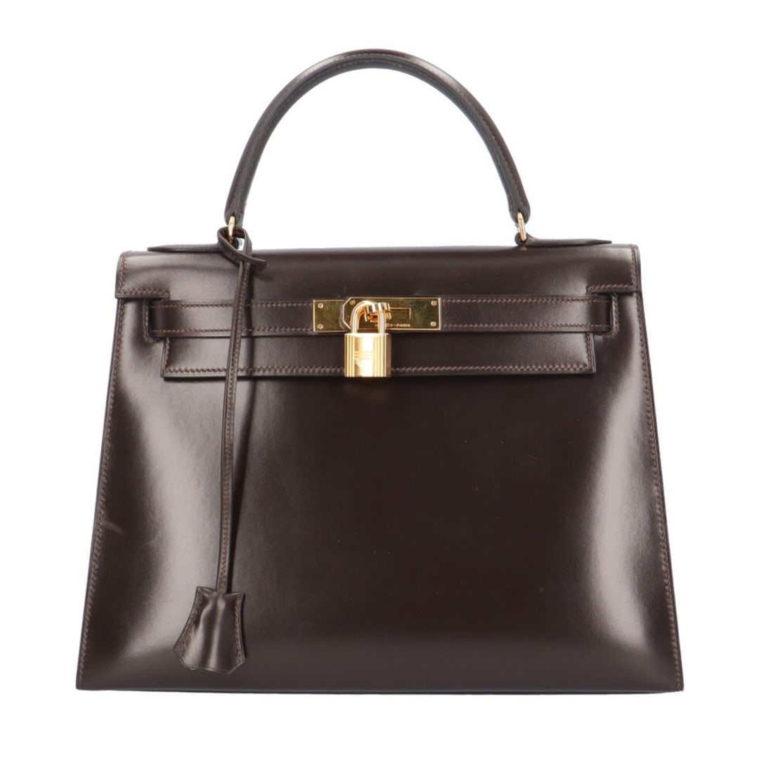 Hermes Kelly 28 Handbag, Box Calf Leather, Brown, Women's HERMES