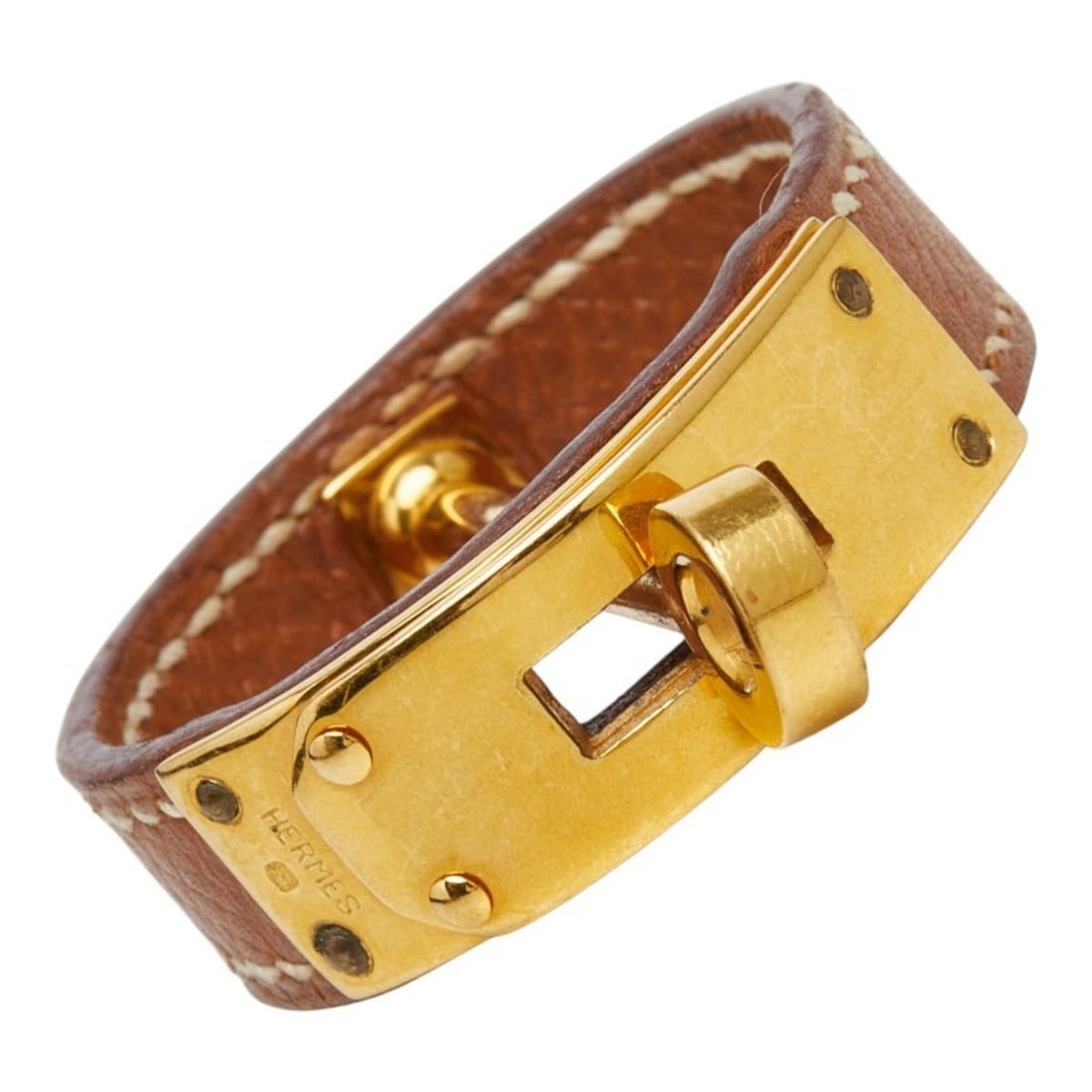 Hermes Kelly Scarf Ring, Brown Gold Togo Leather, Plated, Women's.: --- Catalog ---Category: DesignType: Scarf ringColor: Brown, GoldGender: WomenMaterial: Leather Leather/Fur Type: Togo leatherCategory: GeneralBrand: HermesCategory: Physical PropertiesSize (HxWxD): 3