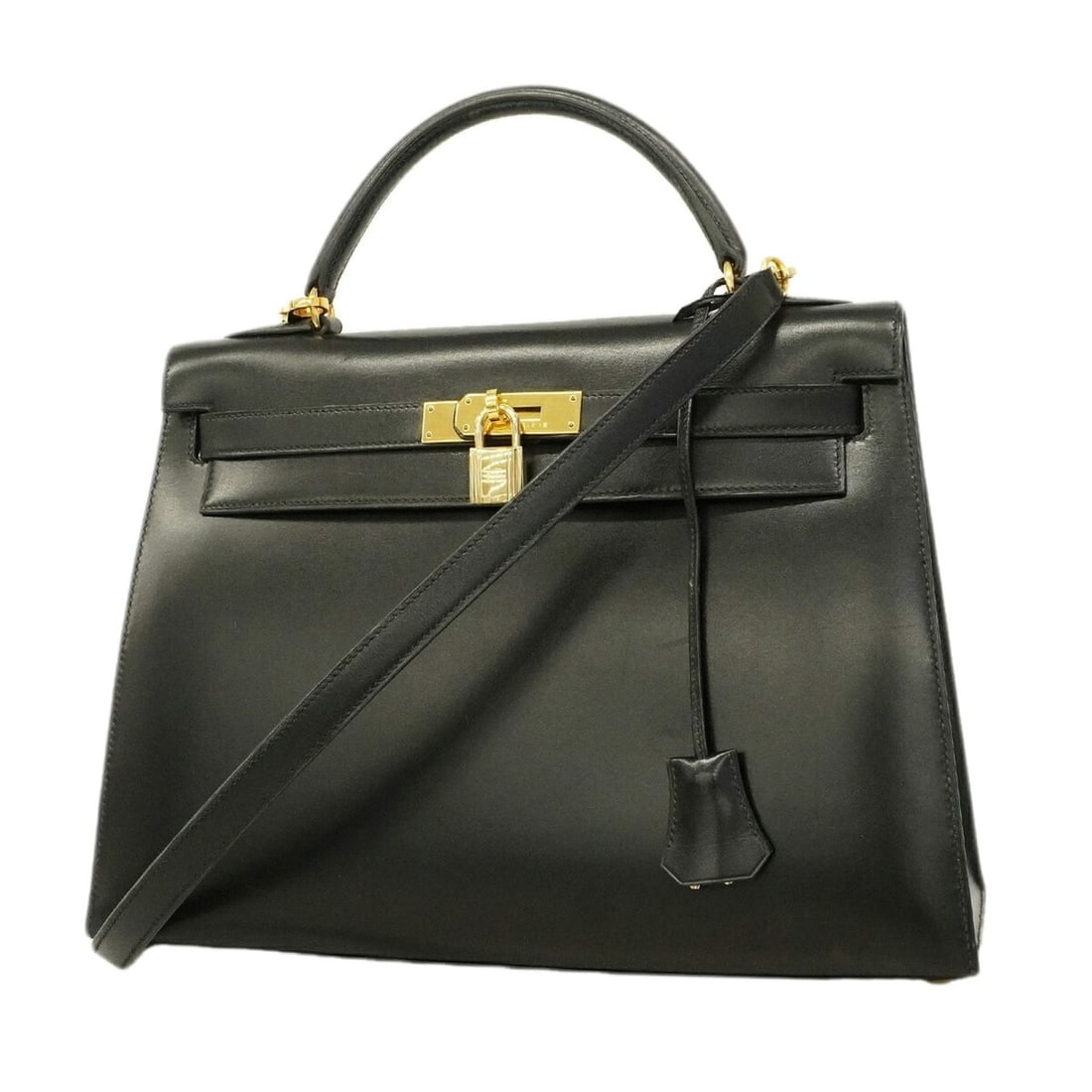 Hermes Kelly 32 Handbag, Box Calf Leather, Black, with "W" stamp, 2-way bag for women.: --- Catalog ---Category: SizeSize (HxWxD): 24cm x 32.5cm x 12cm / 9.44'' x 12.79'' x 4.72''Category: DesignType: HandbagColor: BlackGender: WomenMaterial: Box calf leather Hardware Color: GoldCategory