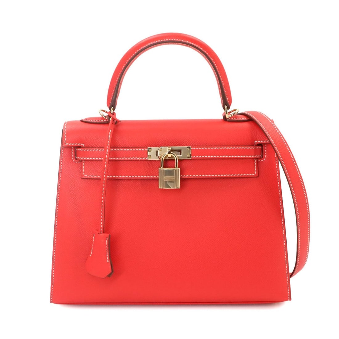 Hermes Candy Kelly 25 Epsom Rose Jaipur Gold 2-way Hand/Shoulder Handbag with external stitching,: --- Catalog ---Category: SizeSize (HxWxD): 18cm x 25cm x 9.5cm / 7.08'' x 9.84'' x 3.74''Category: DesignType: HandbagColor: Rose jaipurGender: WomenMaterial: Epsom leather Category: GeneralBrand: Her