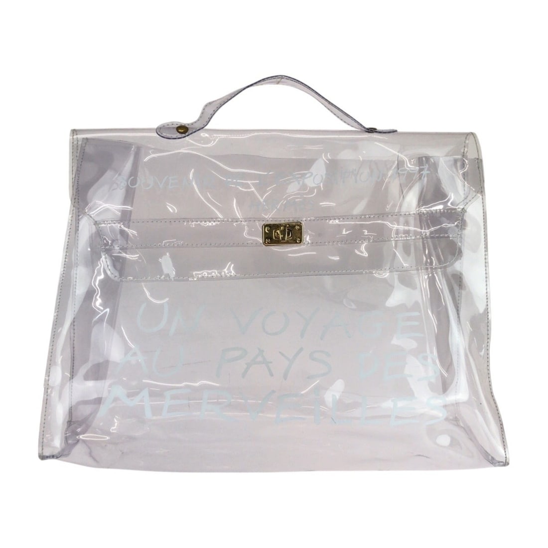 HERMES Kelly Vinyl Handbag, Clear, Gold Hardware, Women's.: --- Catalog ---Category: SizeSize (HxWxD): 28cm x 40cm x 12cm / 11.02'' x 15.74'' x 4.72''Category: DesignType: HandbagColor: ClearGender: WomenMaterial: Vinyl Category: GeneralBrand: HermesCountry of