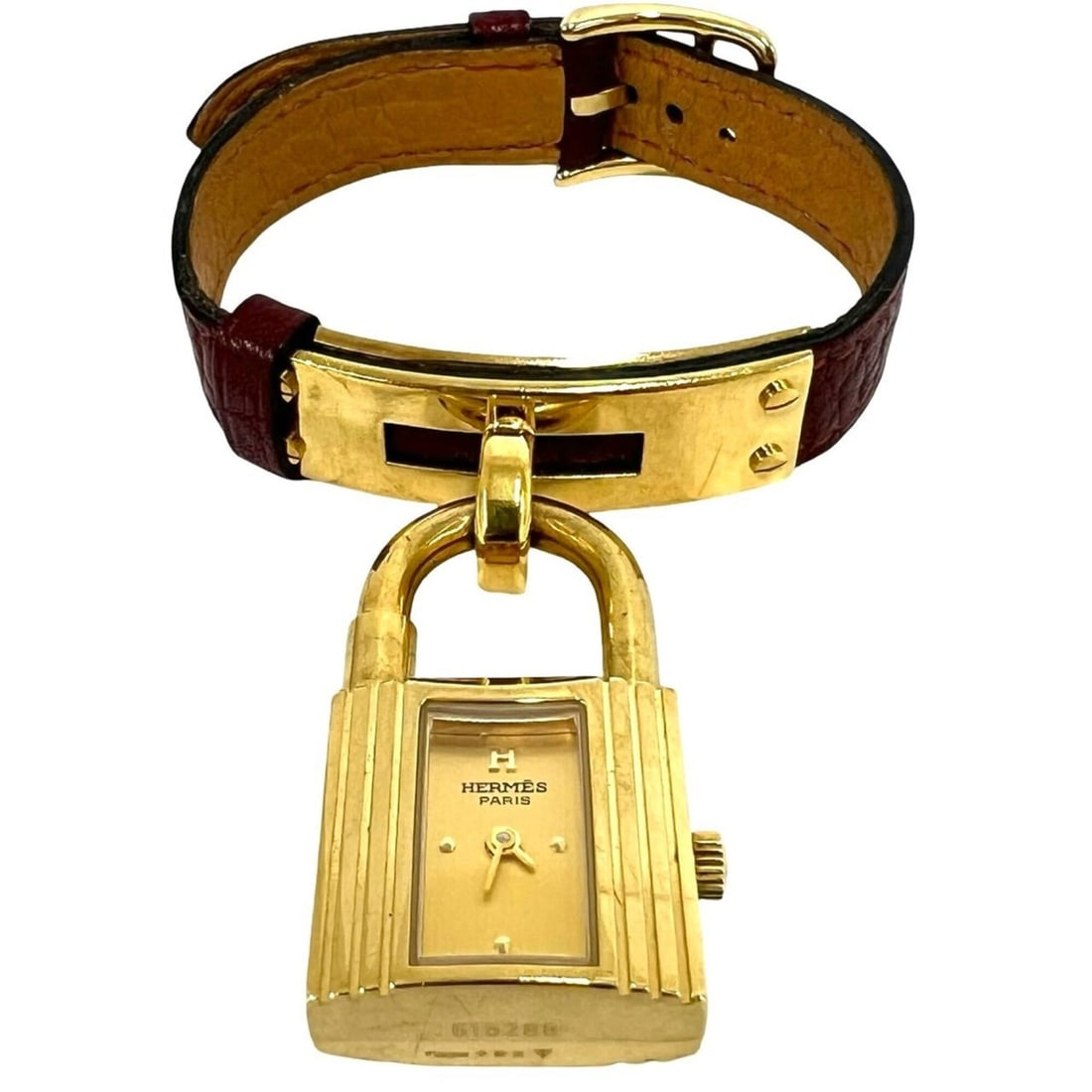 HERMES Vintage Kelly Watch GP Leather Genuine Quartz Wristwatch Brown Gold 33095: --- Catalog ---Category: SizeWrist Size: 13.5cm - 16cm / 5.31'' - 6.29''Case Diameter: 37mm / 1.46''Category: DesignType: WristwatchGender: WomenMaterial (Band): Gold plated, LeatherMaterial (Case): G