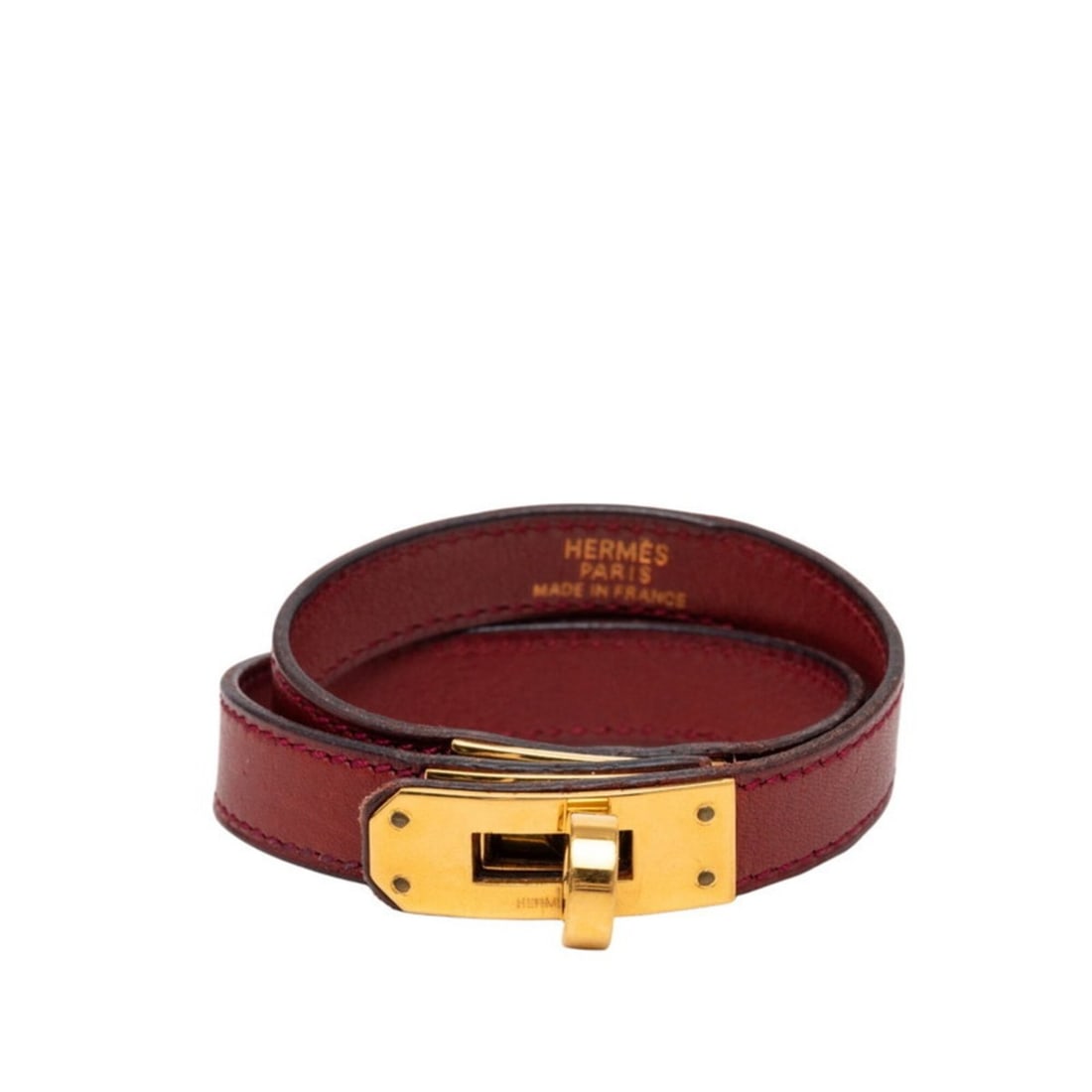 Hermes Kelly Double Tour Bracelet ?F Wine Red Gold Hardware Leather Women's HERMES: --- Catalog ---Category: SizeLength: 15cm / 5.9''Category: DesignType: Charm braceletColor: Red color, WineGender: WomenMaterial: LeatherCategory: GeneralBrand: Hermes--- Item List ---Section: Conditi