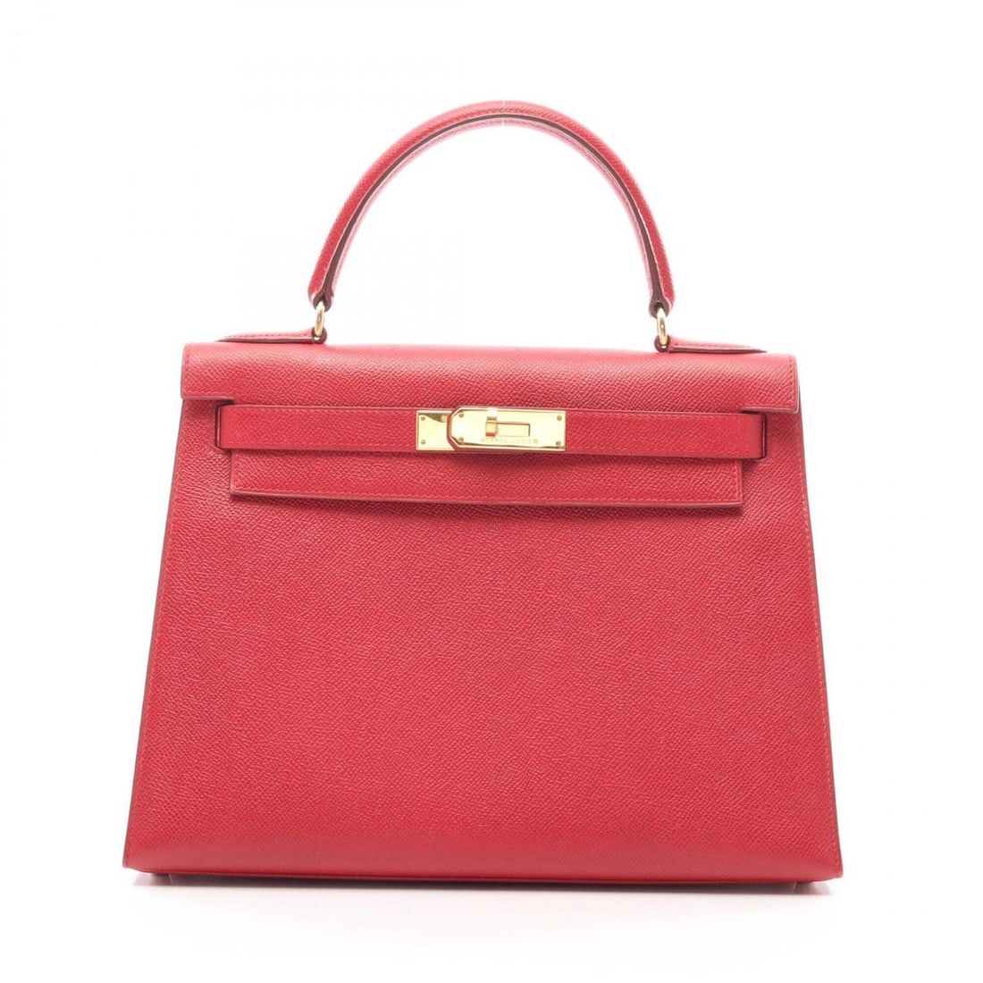 Hermes Kelly 28 Rouge Vif 2-Way Handbag, Courchevel Leather, Women's, Red