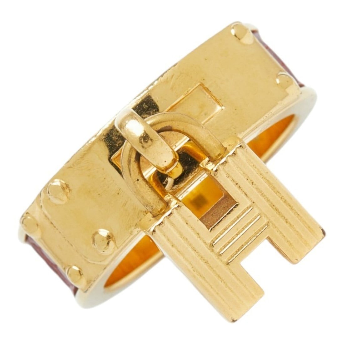 Hermes Kelly Scarf Ring, Gold Plated Leather, Women's HERMES: --- Catalog ---Category: DesignType: Scarf ringColor: GoldGender: WomenMaterial: Leather Category: GeneralBrand: Hermes--- Item List ---Section: ConditionRanking: Rank AB Used - Traces of usage, scrat