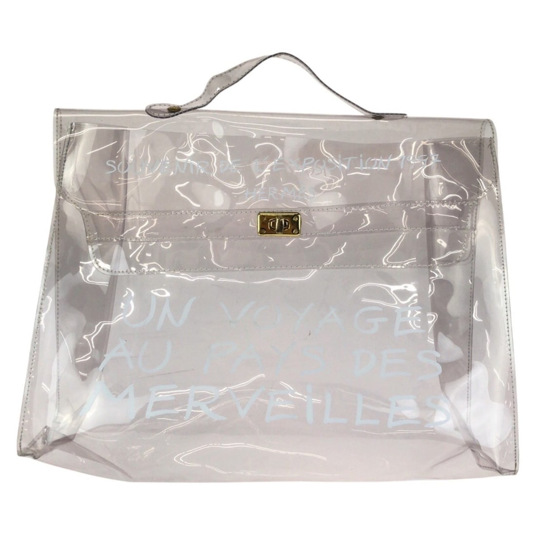 HERMES Kelly Vinyl Handbag, Clear, Gold Hardware, Women's.: --- Catalog ---Category: SizeSize (HxWxD): 29cm x 40cm x 11cm / 11.41'' x 15.74'' x 4.33''Category: DesignType: HandbagColor: ClearGender: WomenMaterial: Vinyl Category: GeneralBrand: HermesCountry of