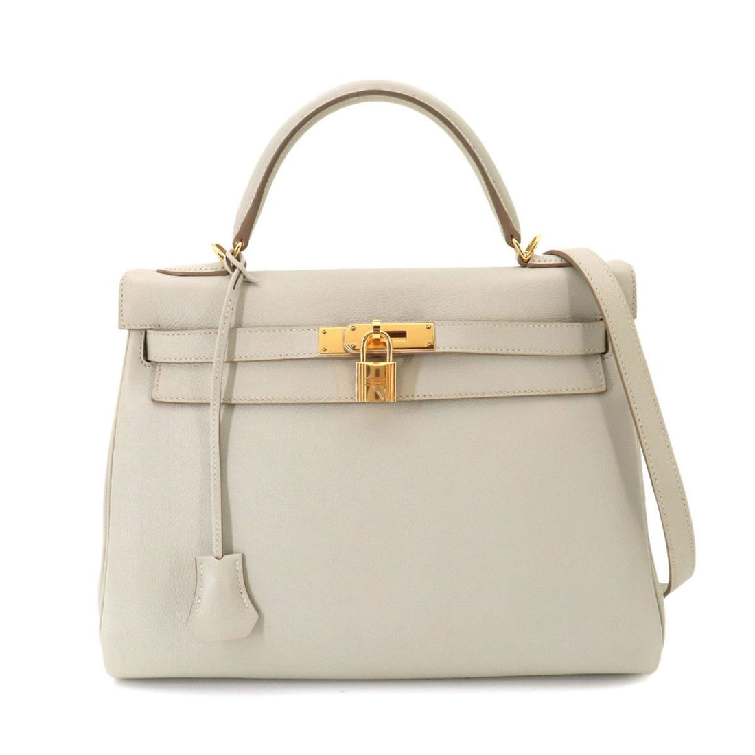 Hermes Kelly 32 Evercolor Beton 2-way Hand/Shoulder Handbag, Inside Stitching, A Stamp, Gold: --- Catalog ---Category: SizeSize (HxWxD): 22.5cm x 32cm x 12.5cm / 8.85'' x 12.59'' x 4.92''Category: DesignType: Handbag, Shoulder bagColor: WhiteGender: WomenMaterial: Evercalf leather Category: Ge