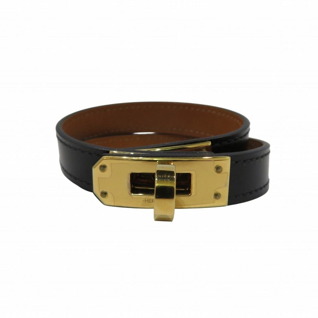 Hermes Kelly Double Tour Bracelet, Genuine Leather, GP (Gold Plated): --- Catalog ---Category: SizeWidth: 1.2cm / 0.47''Total Length: 37cm / 14.56''Category: DesignType: Charm braceletFinish: Gold platedGender: WomenMaterial: LeatherCategory: GeneralLine: KellyBrand:
