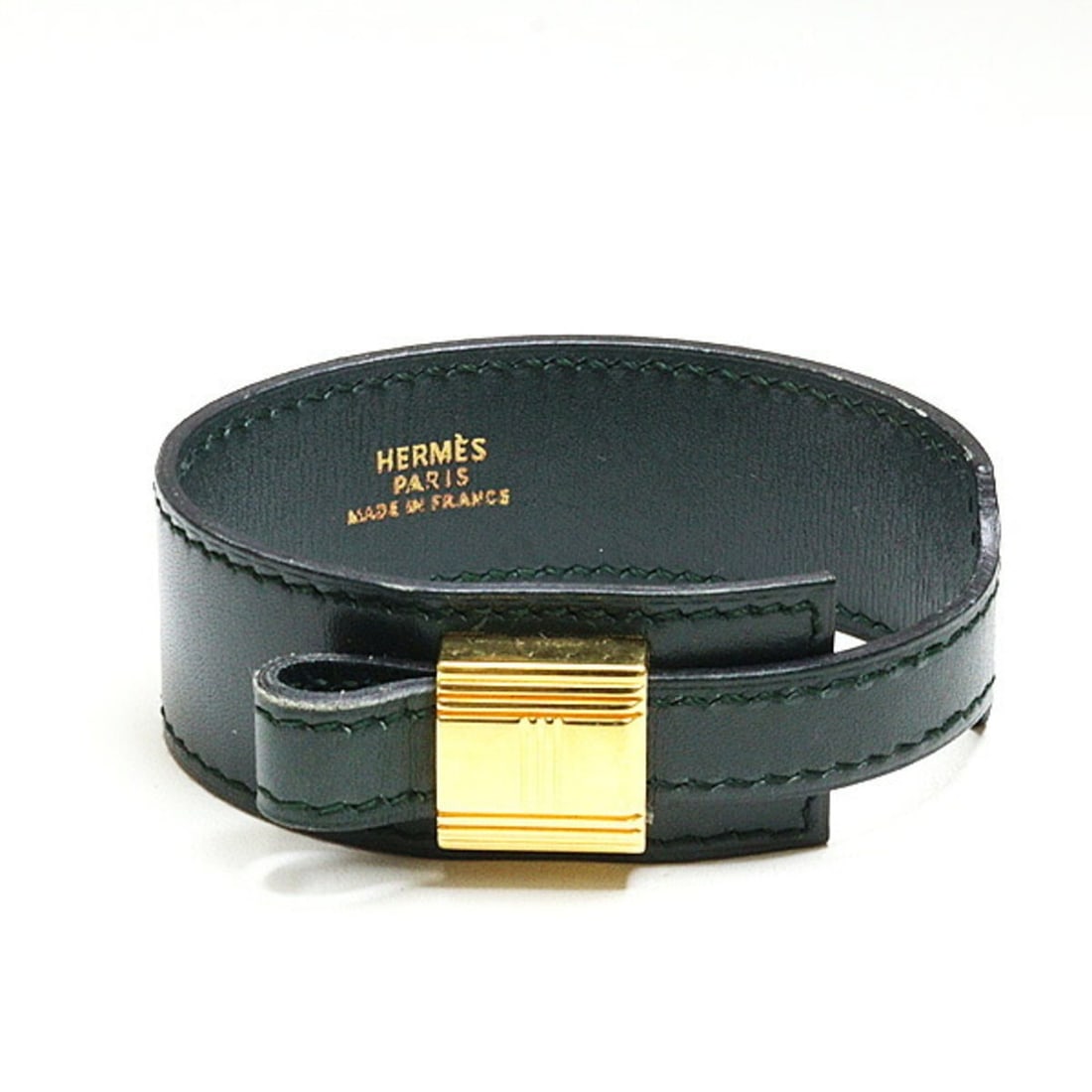 HERMES Hermes Leather Bracelet Artemis Box Calf Black Gold Kelly Cadena W: --- Catalog ---Category: SizeLength: 17cm / 6.69''Category: DesignType: Charm braceletColor: BlackGender: WomenMaterial: Box calf leather, MetalCategory: GeneralBrand: HermesCountry of Origin: