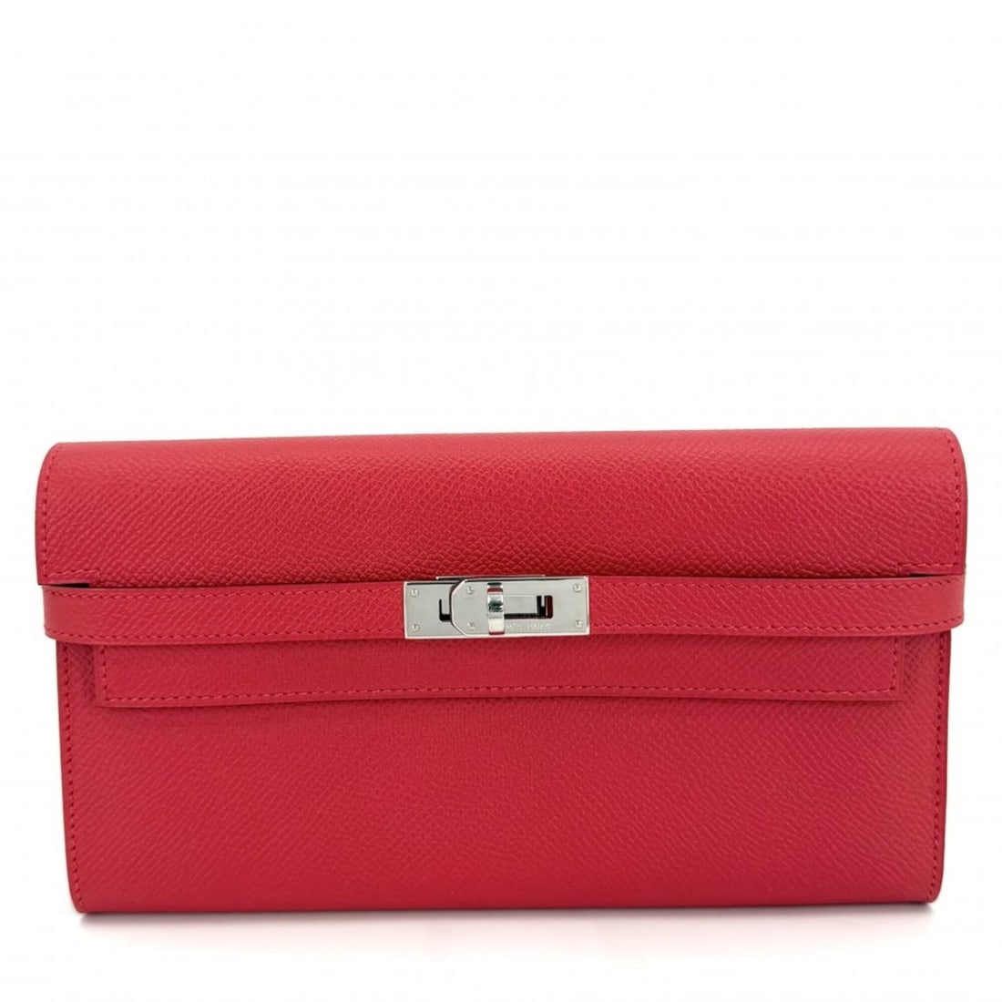 Hermes Kelly Wallet Long for Women, Flap Style, HERMES Y Stamp, Veau Epsom Leather, Red, Silver: --- Catalog ---Category: SizeSize (HxWxD): 11cm x 20cm x 2cm / 4.33'' x 7.87'' x 0.78''Category: DesignType: Long wallet (bi-fold)Color: Red colorGender: WomenMaterial: Epsom leather Category: