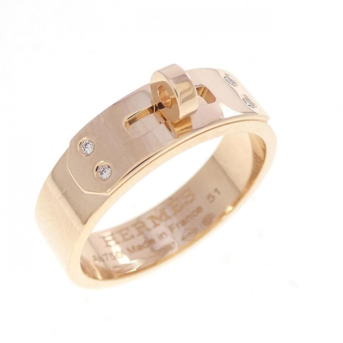 Hermes Kelly Ring: --- Catalog ---Category: SizeUS Size: 6Brand Size: 51Category: DesignType: Band ringColor: Pink goldStone: DiamondGender: WomenMaterial: Pink gold (18K)Category: GeneralMPN: 109042B00051Brand: