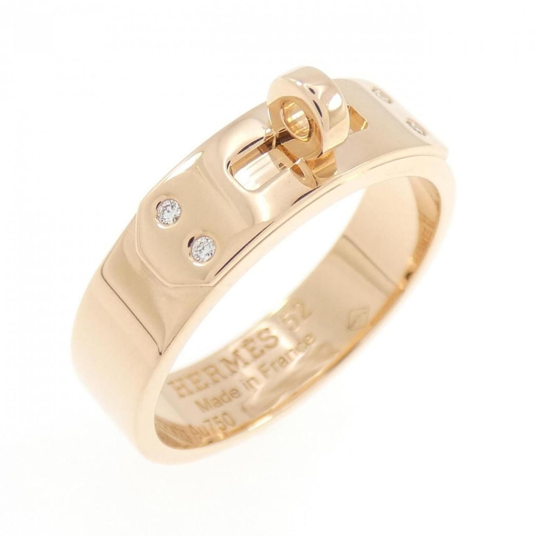 Hermes Kelly Ring: --- Catalog ---Category: SizeUS Size: 6.5Brand Size: 52Category: DesignType: Band ringColor: Pink goldStone: DiamondGender: WomenMaterial: Pink gold (18K)Category: GeneralMPN: H109041BBrand: