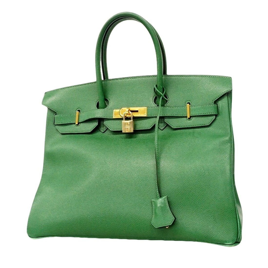Hermes Birkin 35 handbag, Courchevel leather, green, ?A stamp, women's.: --- Catalog ---Category: SizeSize (HxWxD): 29cm x 34.5cm x 18cm / 11.41'' x 13.58'' x 7.08''Category: DesignType: HandbagColor: GreenGender: WomenMaterial: Courchevel leather Hardware Color: