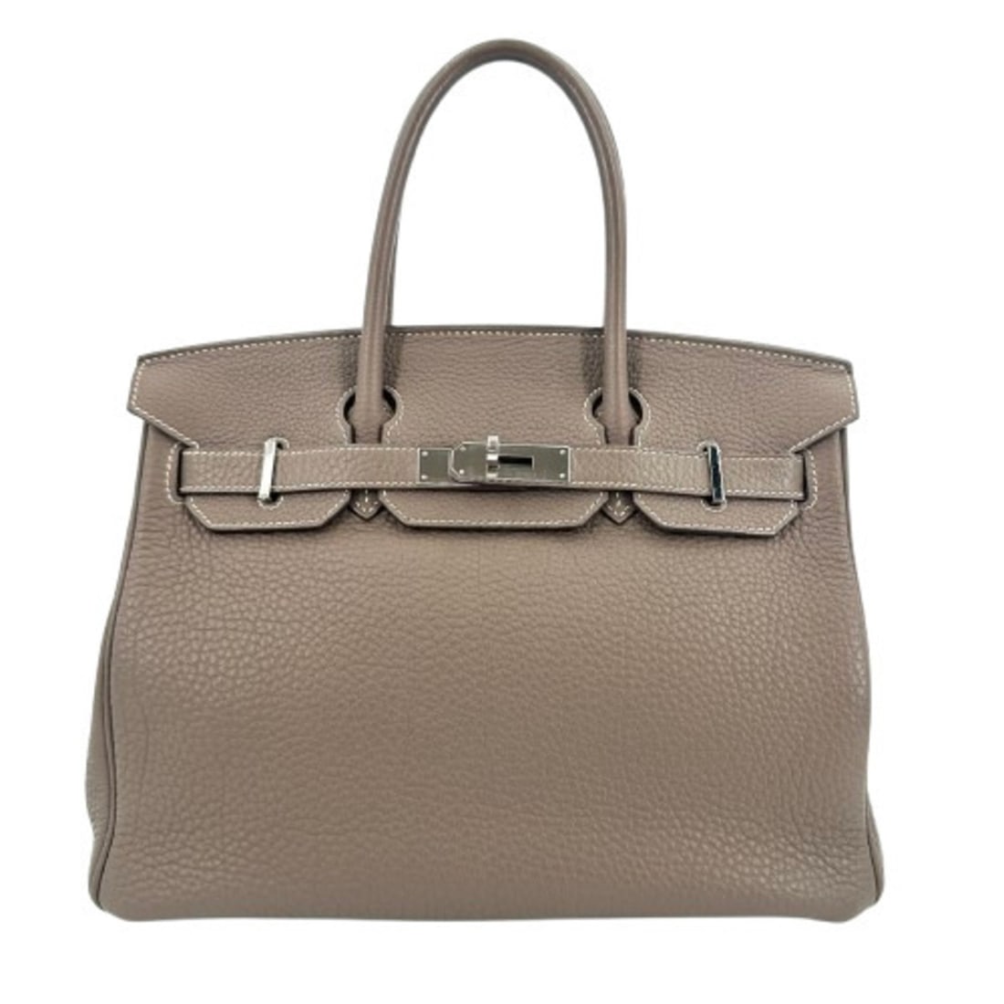 Hermes Birkin 30 Etoupe Togo Leather Handbag (2013 model) with padlock (?Q stamp): --- Catalog ---Category: SizeSize (HxWxD): 24cm x 30cm x 16cm / 9.44'' x 11.81'' x 6.29''Category: DesignType: HandbagColor: Etoupe grayGender: WomenMaterial: Togo leather Category: GeneralLine: Birki
