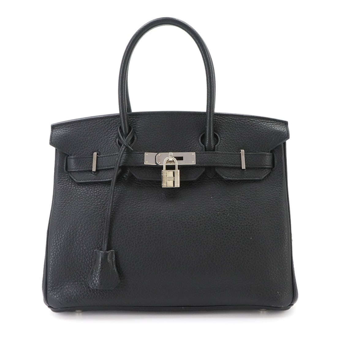 Hermes Birkin 30, Taurillon Clemence leather, black, handbag, ?R stamp, silver hardware.