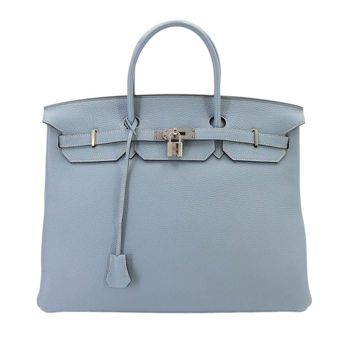 Hermes Birkin 40 Togo Blue Lin Handbag ?Q Stamp Silver Hardware