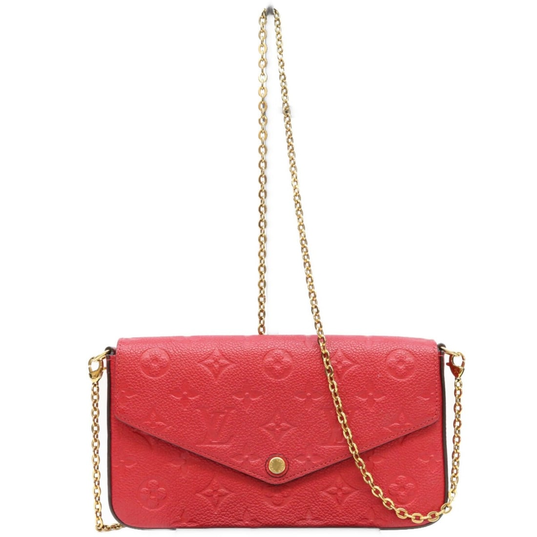 LOUIS VUITTON M63700 Monogram Empreinte Cerise Pochette Felicie Shoulder Bag, Red with Gold (1 of 16)