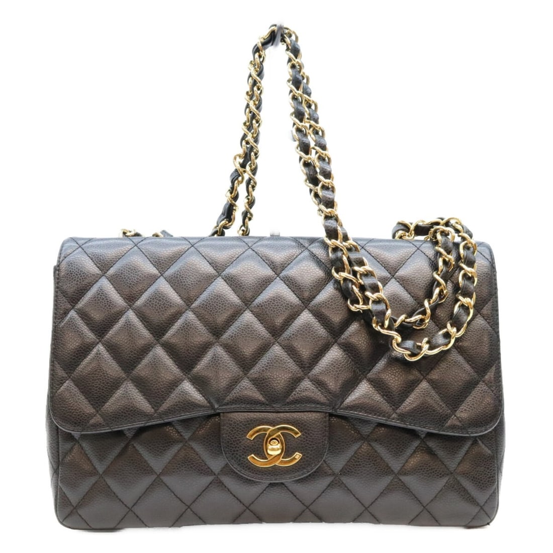 CHANEL A28600 Caviar Single Large Matelassé 30 Shoulder Bag, Black with Gold Hardware, Women's (1 of 17)