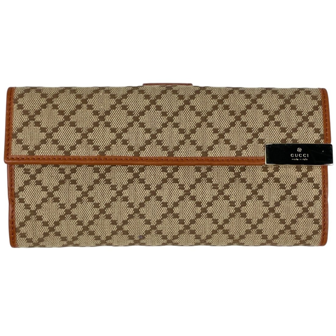 Gucci Diamante Canvas Long Wallet, Beige/Orange, 257012, Women's: --- Catalog ---Category: SizeSize (HxWxD): 9.5cm x 19cm x 3cm / 3.74'' x 7.48'' x 1.18''Category: DesignType: Long wallet (bi-fold)Color: Beige, OrangeGender: WomenMaterial: Canvas , Leather Category:
