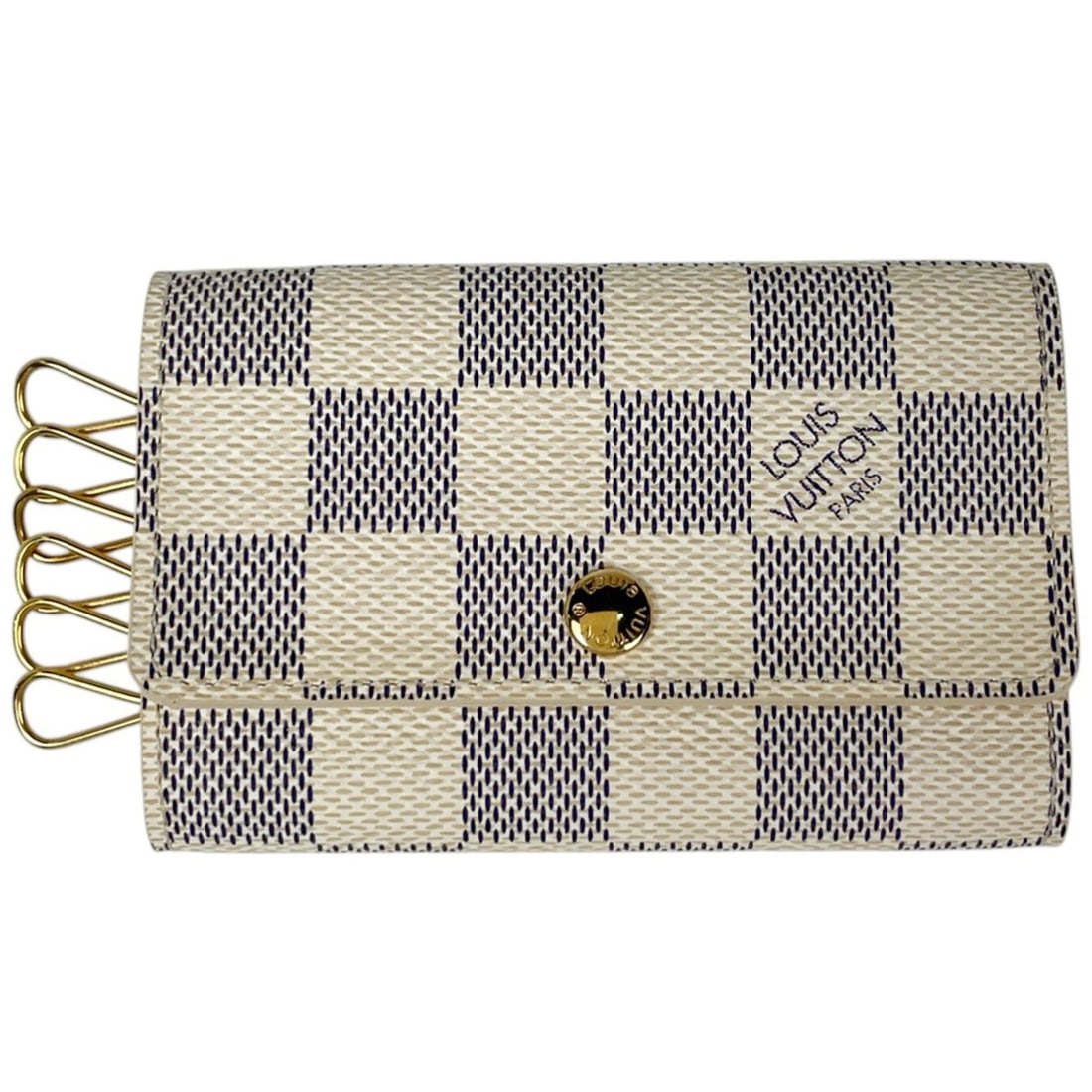 Louis Vuitton Multicles 6 Accessory/Key Case, Damier Azur White, N61745, Women's: --- Catalog ---Category: DesignType: KeycaseColor: WhiteGender: WomenMaterial: Damier Azur Category: GeneralBrand: Louis VuittonCategory: Physical PropertiesSize (HxWxD): 6.5cm x 10.5cm x 2cm / 2.55''