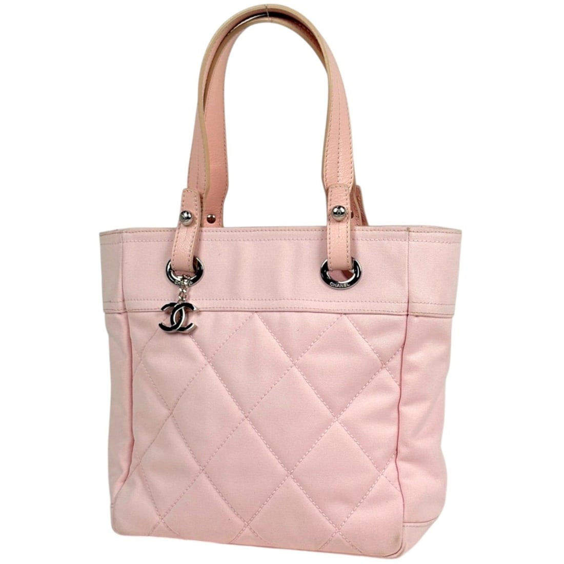 Chanel CHANEL Tote Bag Paris Biarritz PM Coco Mark Canvas Pink A34208 Women's: --- Catalog ---Category: SizeSize (HxWxD): 27cm x 26cm x 10.5cm / 10.62'' x 10.23'' x 4.13''Category: DesignType: Tote bagColor: PinkGender: WomenMaterial: Canvas , Leather Category: GeneralBrand: Cha