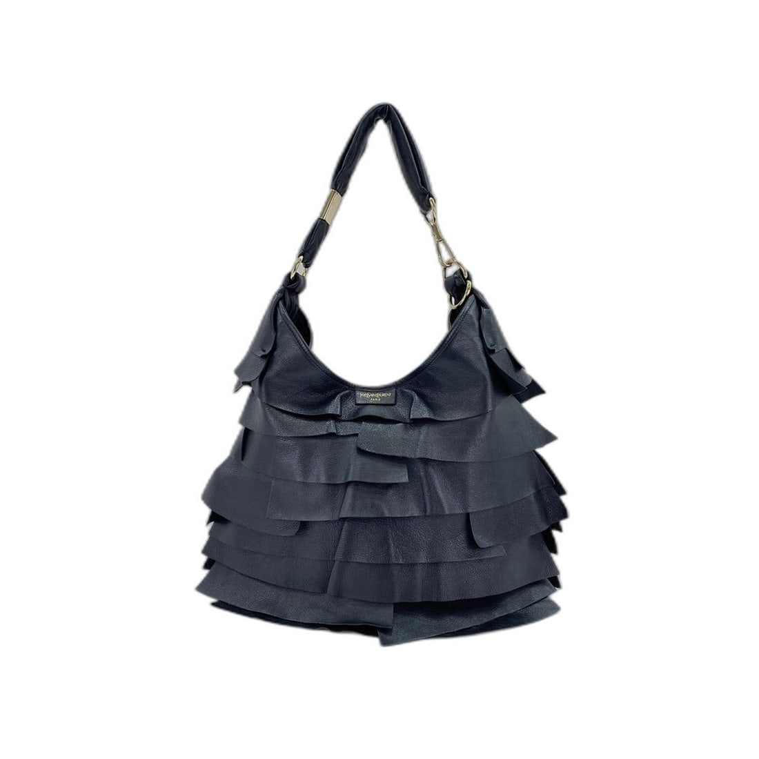 Yves Saint Laurent Saint Laurent Paris Frill Shoulder Bag, Black: --- Catalog ---Category: SizeSize (HxWxD): 28cm x 35cm x 1cm / 11.02'' x 13.77'' x 0.39''Strap Length: 43cm / 16.92''Category: DesignType: Shoulder bagColor: BlackCategory: GeneralBrand: Yves Saint La