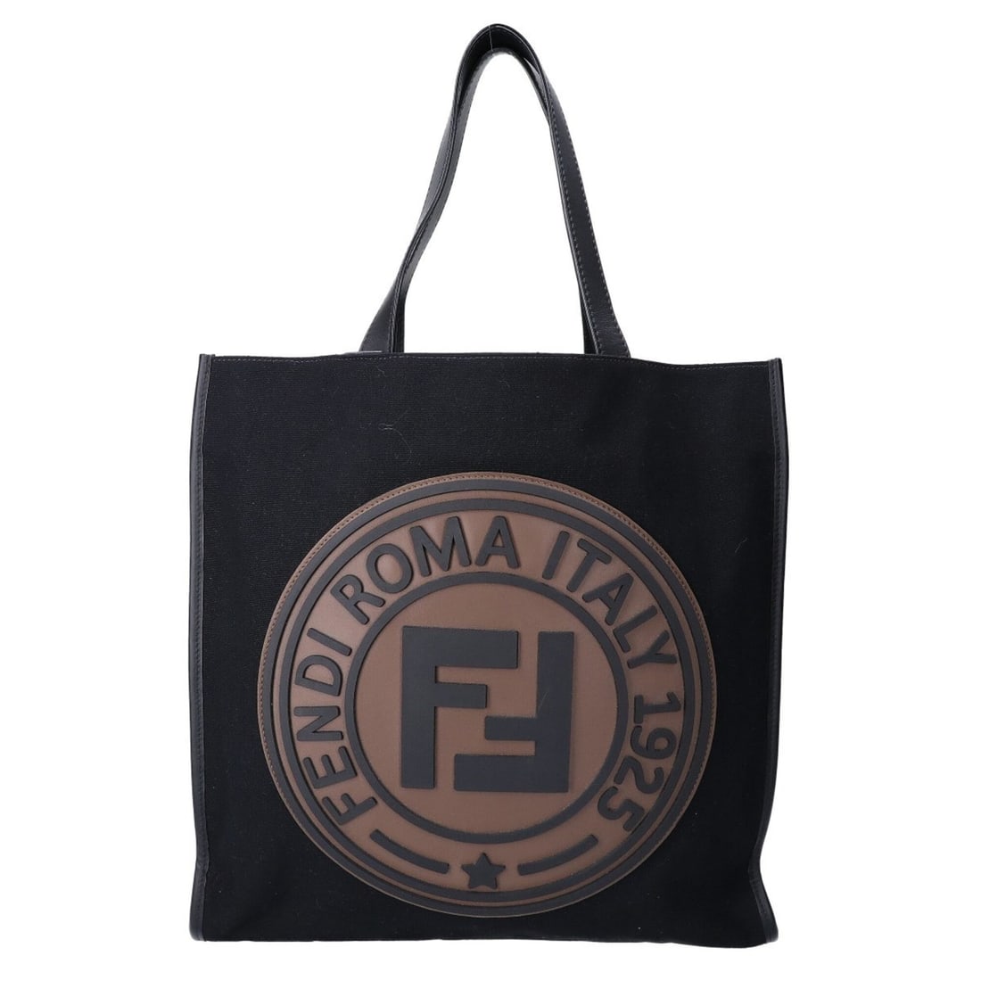 FENDI 7VA435 Rubber Logo Canvas Leather Tote Bag Black Women's: --- Catalog ---Category: SizeSize (HxWxD): 36cm x 36cm x 10cm / 14.17'' x 14.17'' x 3.93''Category: DesignType: Tote bagColor: BlackGender: WomenMaterial: Canvas Category: GeneralBrand: Fendi--- Item 