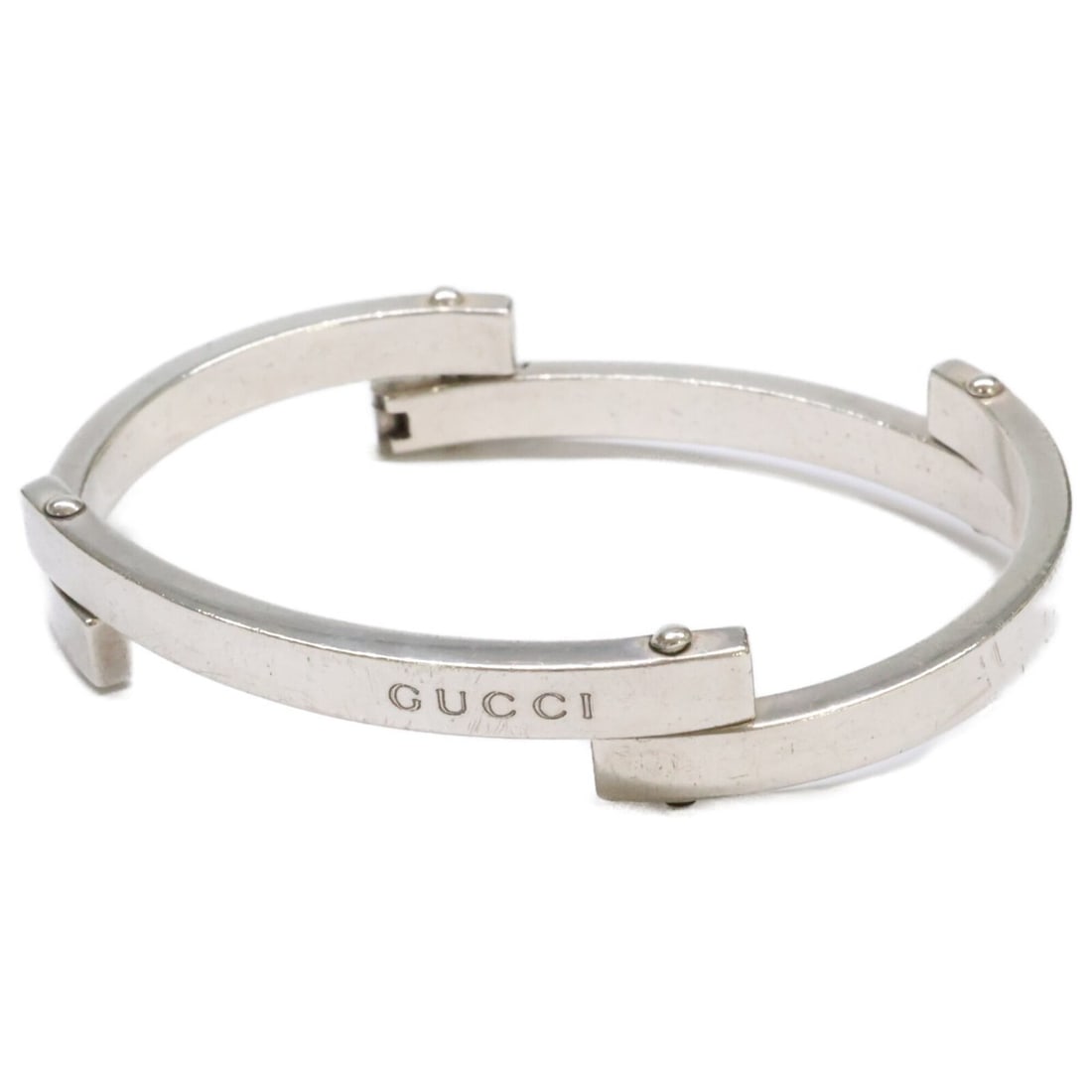 GUCCI 925 Plate Link Bracelet, Silver, Men's: --- Catalog ---Category: DesignType: BangleColor: SilverGender: MenMaterial: Silver 925Category: GeneralBrand: Gucci--- Item List ---Section: ConditionRanking: Rank AB Used - Traces of usage, scratche