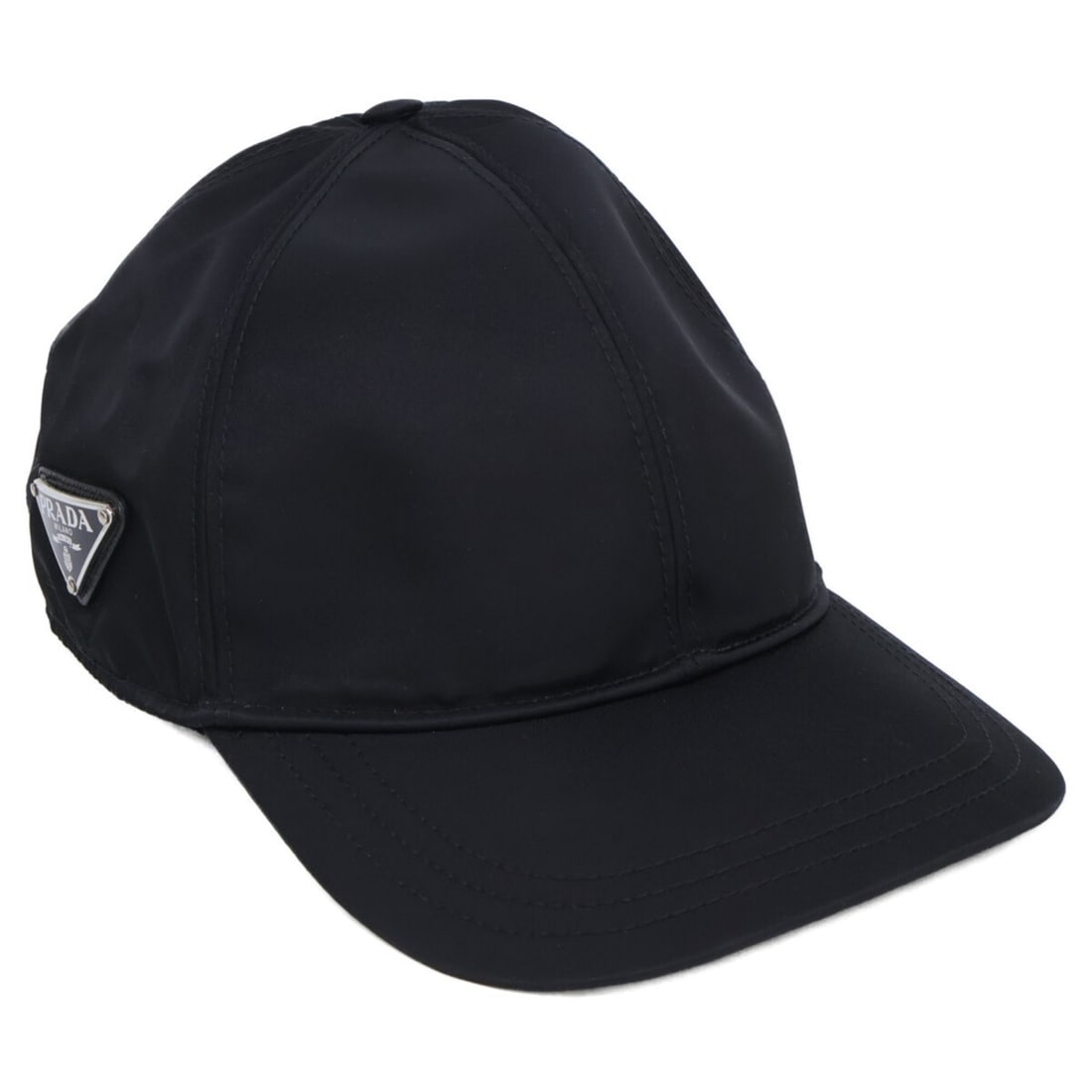 PRADA 2HC274 2DMI Re-Nylon Triangle Logo Nylon Baseball Cap, Size L, Black, Men's: --- Catalog ---Category: DesignType: Baseball capColor: BlackGender: MenMaterial: Nylon Category: GeneralBrand: PradaCategory: MeasurementsCircumference: 58cm / 22.83''--- Item List ---Section: Condit