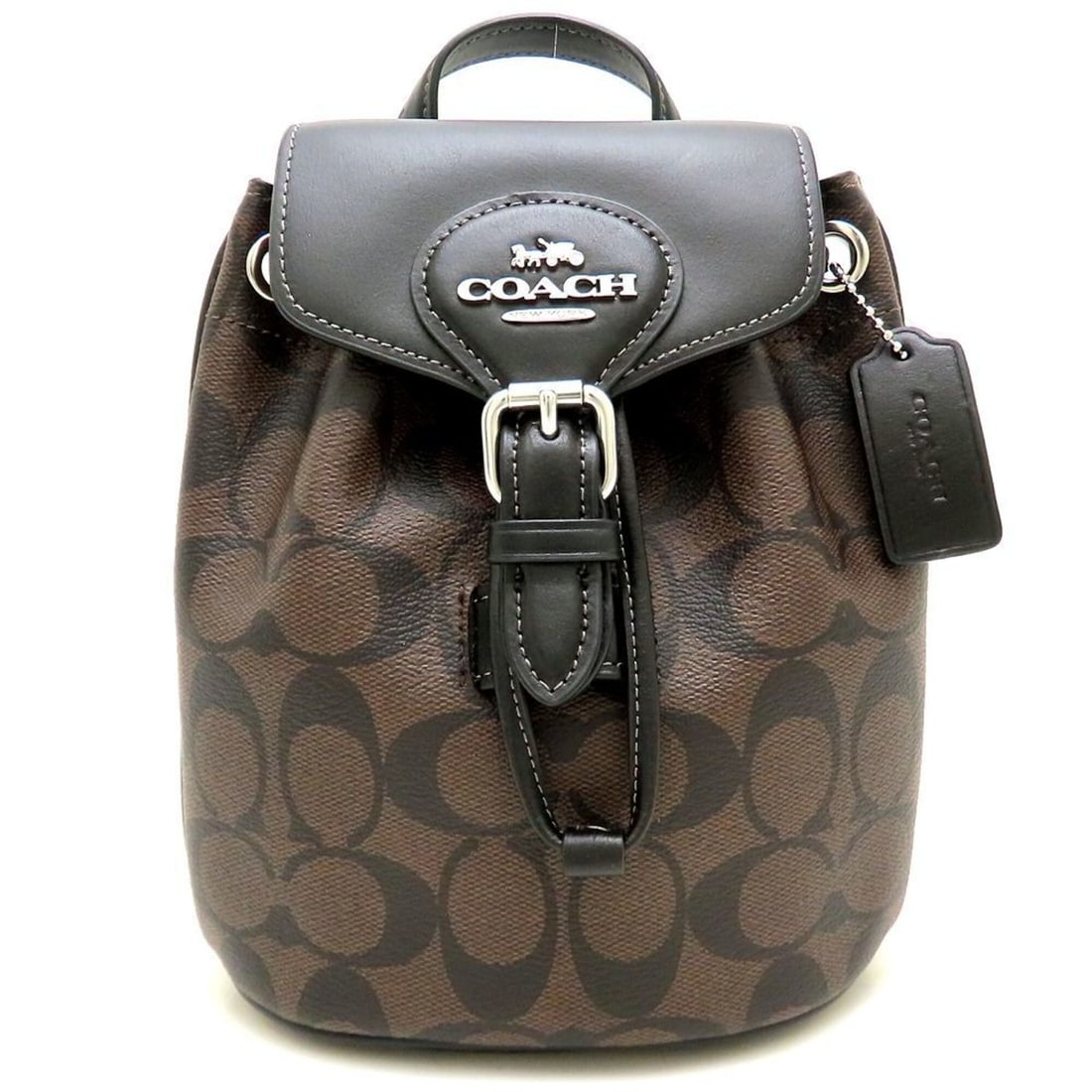 COACH Amelia Convertible Backpack CL458SVBRB, Rucksack, PVC x Leather, Brown Black, Women's, 353474: --- Catalog ---Category: SizeSize (HxWxD): 19.5cm x 15.5cm x 7cm / 7.67'' x 6.1'' x 2.75''Category: DesignType: BackpackColor: Black, BrownGender: WomenMaterial: Coated canvas , Leather Category: Gene