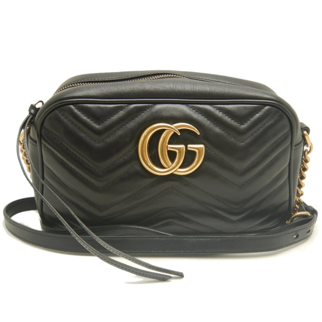 GUCCI Chain Shoulder Bag GG Marmont 447632 Leather Black Women's 254186 (1 of 19)