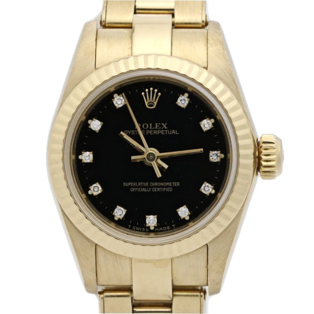 ROLEX Oyster Perpetual 11P Diamond 67198G Women's Watch 18K Yellow Gold 40582 (1 of 20)