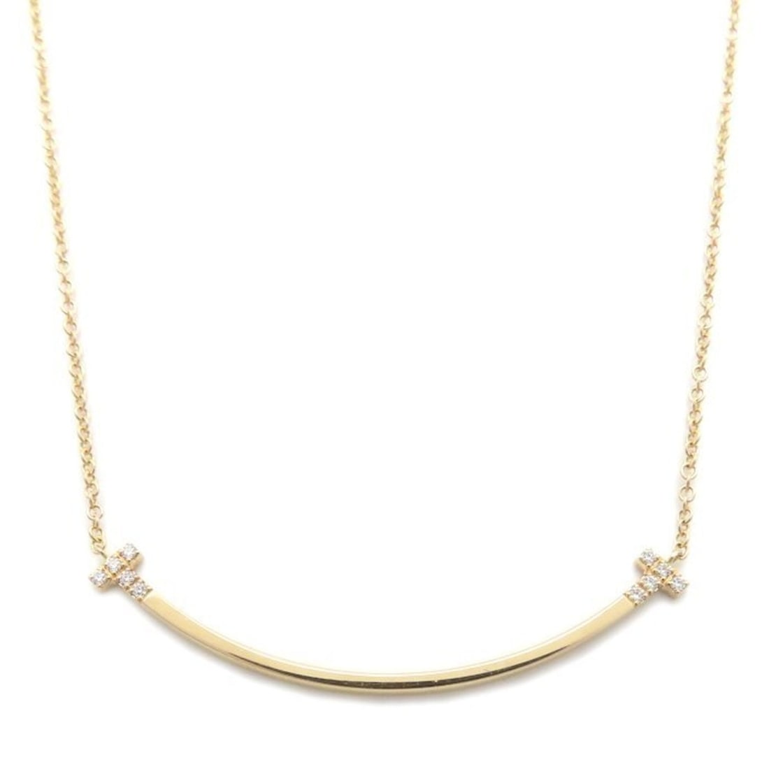 TIFFANY&Co. T Smile Necklace, Small Diamond, 18KPG, Women's, 295841: --- Catalog ---Category: SizePendant Size: 3.5mm x 37mm / 0.13'' x 1.45''Neck Circumference: 40 cm - 45 cm / 15.74'' - 17.71''Category: DesignColor: Pink goldStone: DiamondGender: WomenMaterial: Pink 