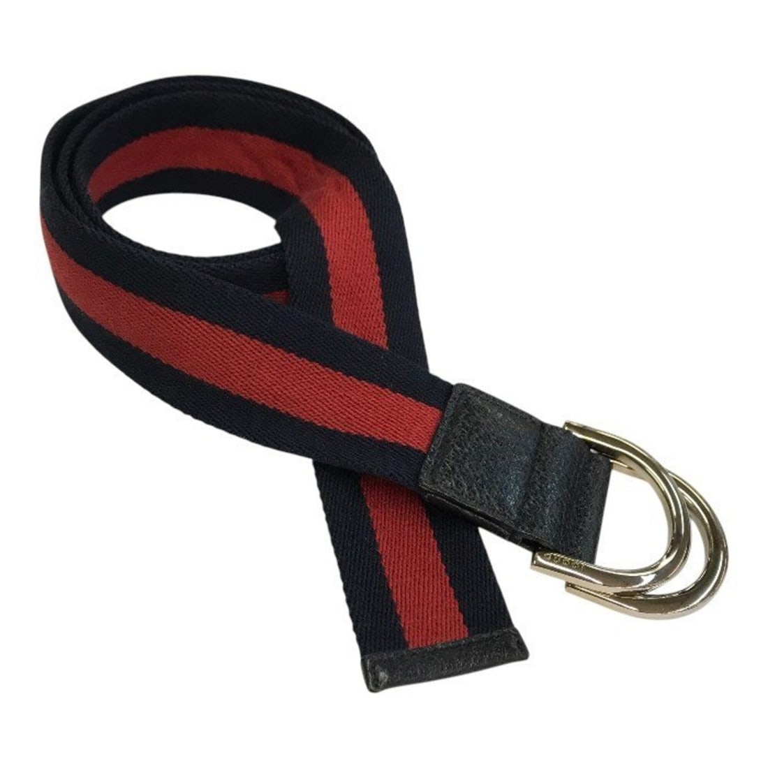 GUCCI Double Ring Belt for Men and Women, Canvas Leather, Navy Red, 113cm, Item Number 146435 T1: --- Catalog ---Category: SizeWidth: 4cm / 1.57''Length: 113cm / 44.48''Category: DesignType: Ring beltColor: Navy, Red colorGender: Men,WomenMaterial (Strap): Canvas , Leather Category: GeneralBrand: 