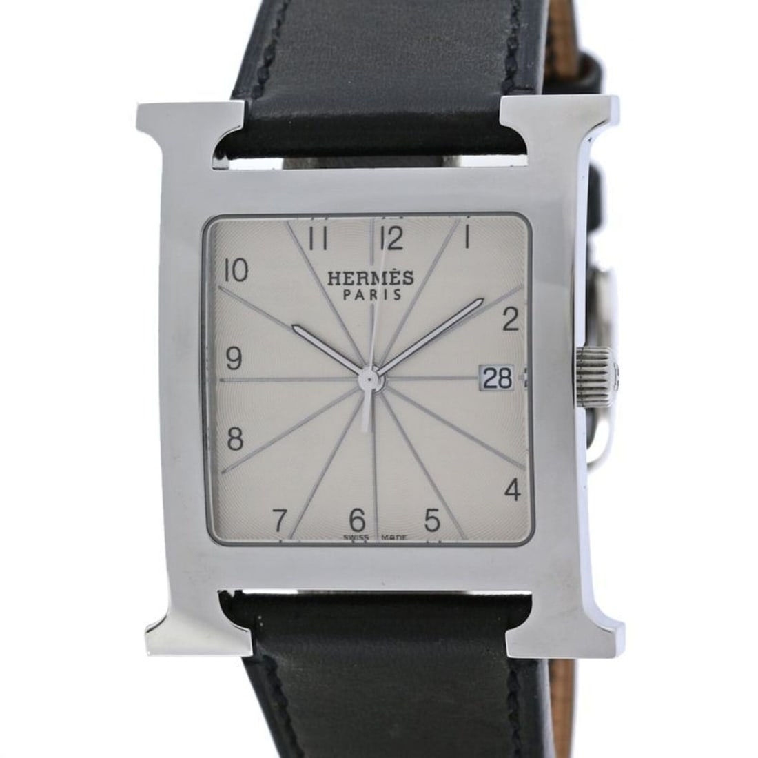 HERMES H-Watch HH1.810.260 VBN Men's Watch Stainless Steel x Cowhide Leather 40569: --- Catalog ---Category: SizeWrist Size: 18.5cm / 7.28''Case Diameter: 31mm / 1.22''Category: DesignType: WristwatchGender: MenColor (Dial): SilverMaterial (Band): LeatherMaterial (Case): Stainless st