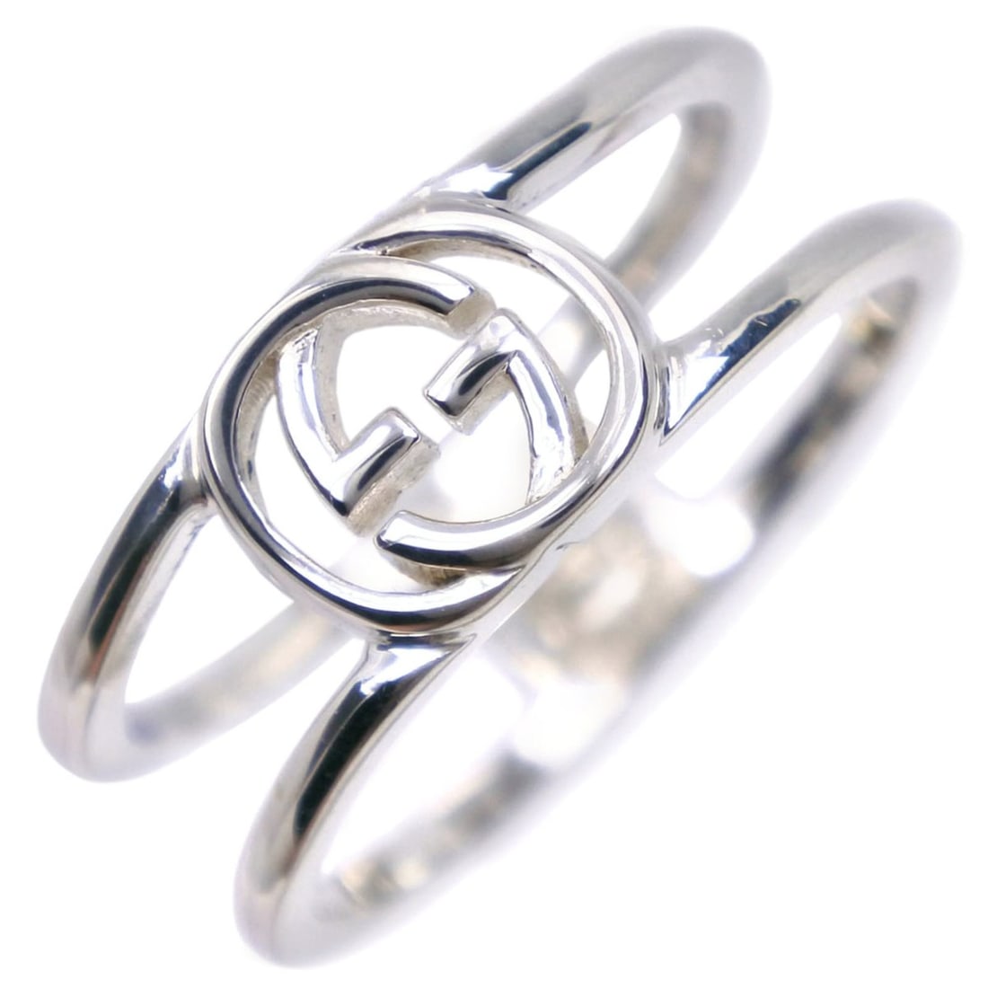 Gucci Interlocking Ring, Size 7, Sterling Silver 925, Approx. 1.9g, Women's.: --- Catalog ---Category: SizeWidth: 6mm / 0.24''Weight: 1.9g / 0.06oz.JP Size: 7US Size: 4Inner Diameter: 15.00mm / 0.59''Category: DesignType: Band ringGender: WomenMaterial: Silver 925Category: Gene