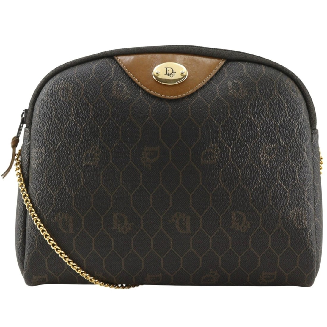 Christian Dior Honeycomb Pattern Chain Shoulder Bag, PVC, Black, Women's: --- Catalog ---Category: SizeWeight: 180g / 6.34oz.Strap Drop: 53cm / 20.86''Size (HxWxD): 17cm x 20cm x 4cm / 6.69'' x 7.87'' x 1.57''Category: DesignType: Shoulder bagColor: BlackGender: WomenMateri