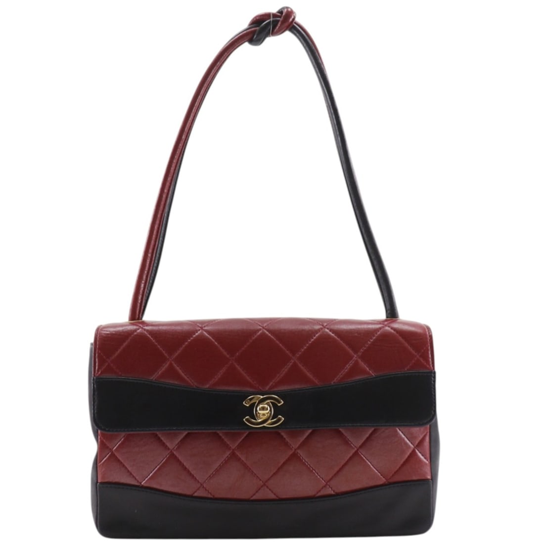 Chanel Matelasse Shoulder Bag, Bicolor Lambskin, Black/Red, A5 Size, Turn-Lock, Women's: --- Catalog ---Category: SizeWeight: 380g / 13.4oz.Strap Drop: 23cm / 9.05''Size (HxWxD): 16cm x 25.5cm x 6.5cm / 6.29'' x 10.03'' x 2.55''Category: DesignType: Shoulder bagColor: Black, Red colorGend