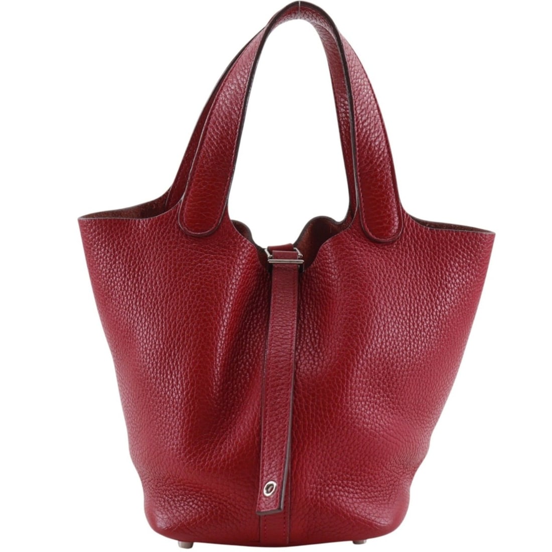 Hermes Picotin Lock 18 PM Handbag, Taurillon Clemence Leather, 2017 Model, Red/Silver Hardware, A (1 of 16)