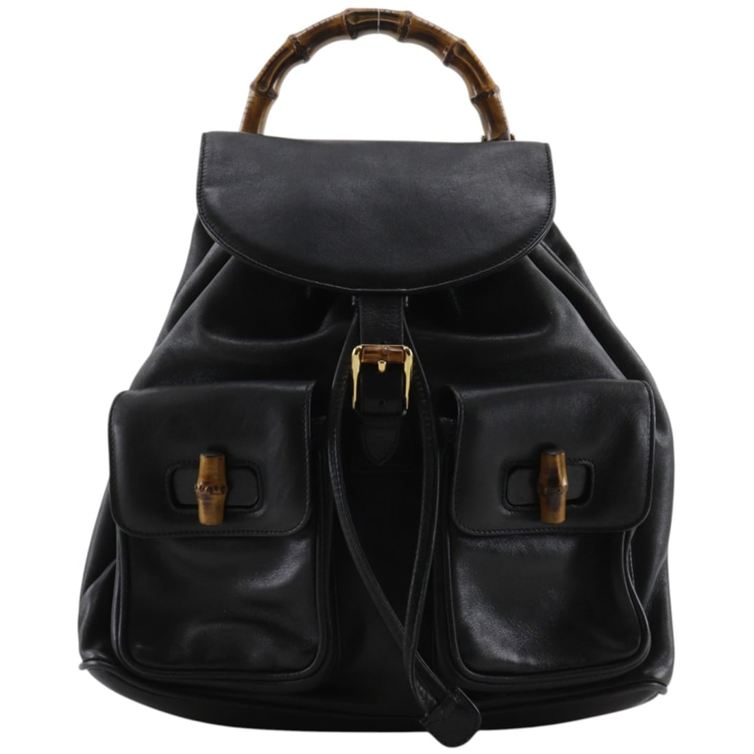Gucci Bamboo Backpack/Daypack Bag, Vintage Gucci, 003.1119.0016, Calfskin, Black, A5 Size, Women's (1 of 20)