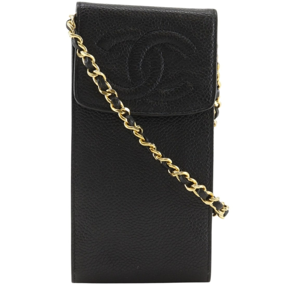 Chanel Chain Pochette Shoulder Bag Multi-case Caviar Leather Black Snap Button pochette for Women: --- Catalog ---Category: SizeWeight: 190g / 6.7oz.Strap Drop: 63cm / 24.8''Size (HxWxD): 16cm x 8cm x 1.5cm / 6.29'' x 3.14'' x 0.59''Category: DesignType: Pochette, Shoulder bagColor: BlackGender: Wo