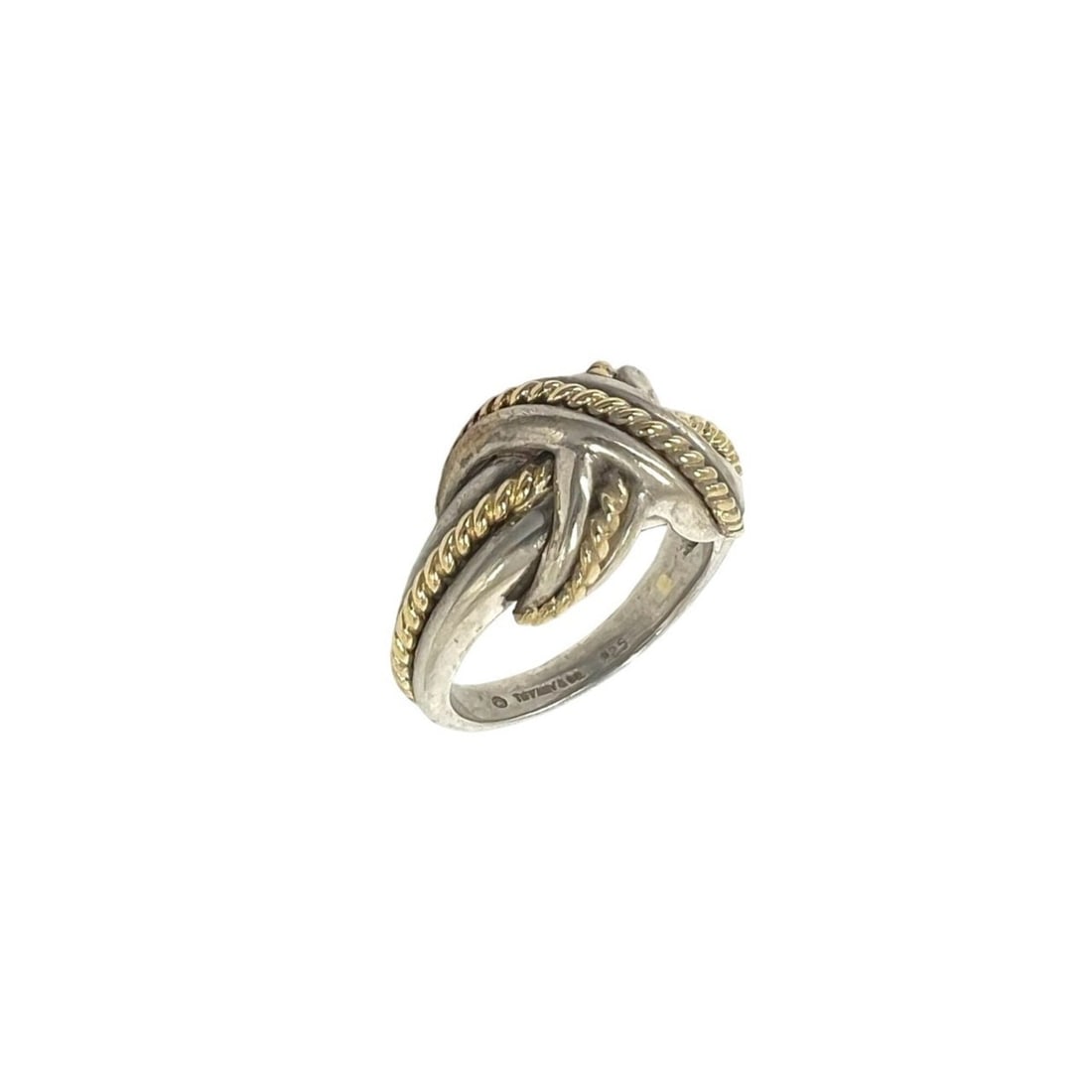 TIFFANY&Co. Tiffany Vintage Signature Cross Ring, Sterling Silver 925, 18K 750YG, and Gold, Item: --- Catalog ---Category: SizeJP Size: 8US Size: 4.5Category: DesignType: Band ringColor: Gold, SilverGender: WomenMaterial: Silver 925, Yellow gold (18K)Category: GeneralBrand: Tiffany--- Item List --