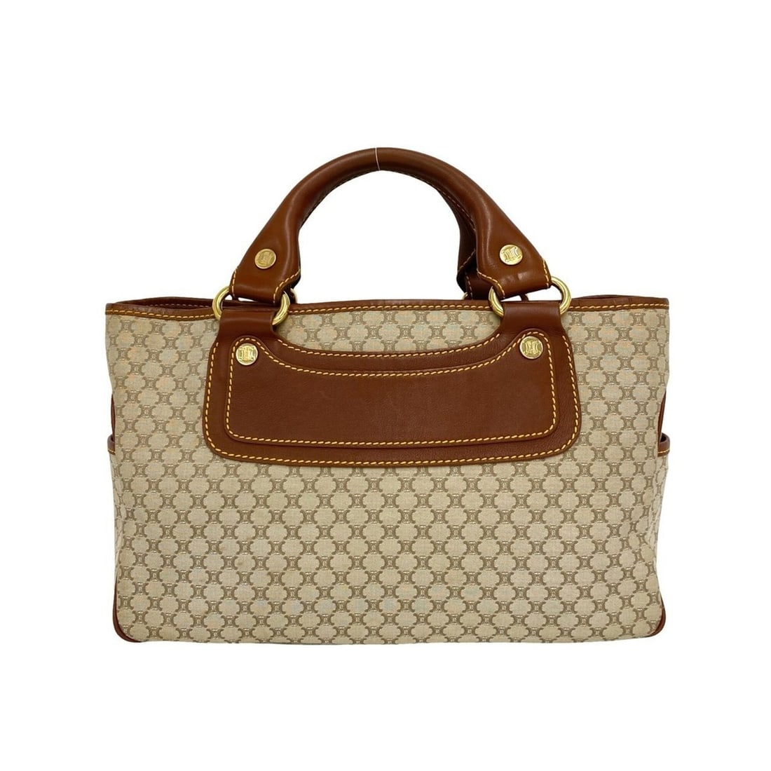CELINE Boogie Bag Macadam Blazon Pattern Canvas Leather Handbag Mini Tote Beige Brown 69133: --- Catalog ---Category: SizeSize (HxWxD): 20.5cm x 40cm x 13.5cm / 8.07'' x 15.74'' x 5.31''Category: DesignType: Handbag, Tote bagColor: Beige, BrownGender: WomenMaterial: Canvas , Leather Category: