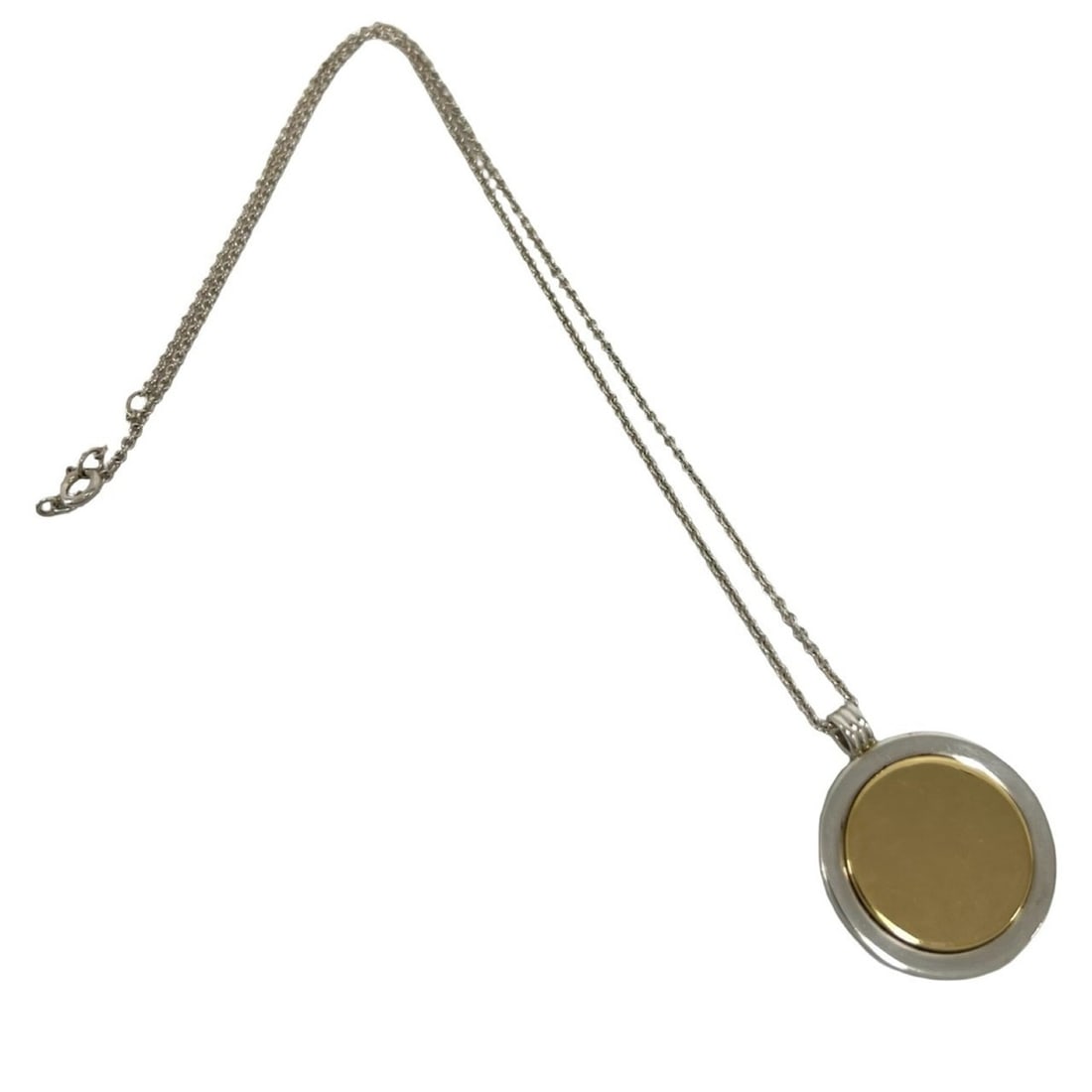 TIFFANY&Co. Tiffany Coin Necklace, Sterling Silver 925, 18K Yellow Gold Pendant, Accessory, 33822: --- Catalog ---Category: SizePendant Size: 25mm x 25mm / 0.98'' x 0.98''Neck Circumference: 41 cm / 16.14''Category: DesignColor: Gold, SilverGender: WomenMaterial: Silver 925, Yellow gold (18K)Pendan