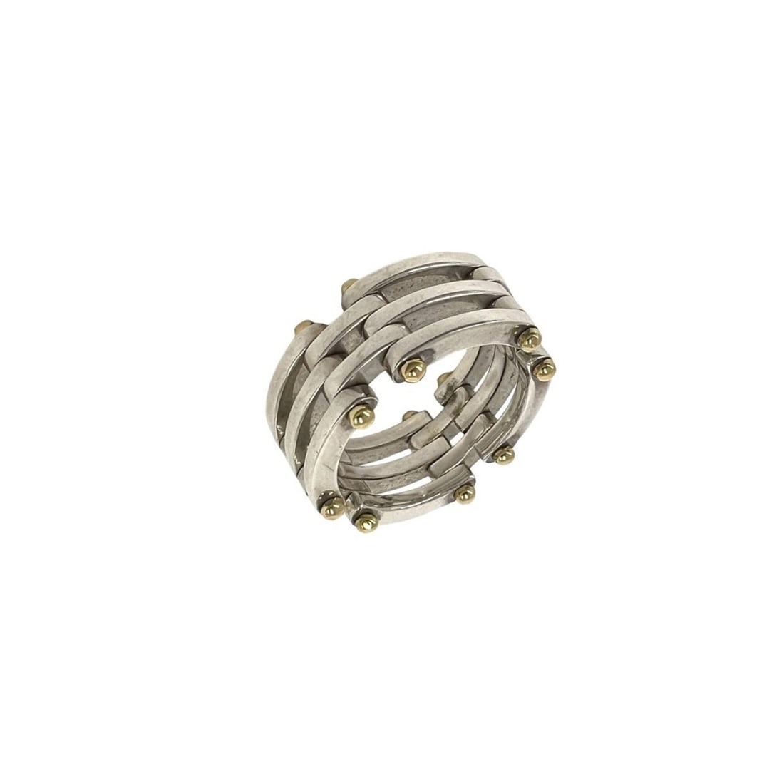 TIFFANY&Co. Tiffany Vintage Gate Ring, Sterling Silver 925, 18K 750YG, Accessory, Silver, 23036: --- Catalog ---Category: SizeJP Size: 17US Size: 8.5Category: DesignType: Band ringColor: SilverGender: WomenMaterial: Silver 925, Yellow gold (18K)Category: GeneralBrand: Tiffany--- Item List ---Sect