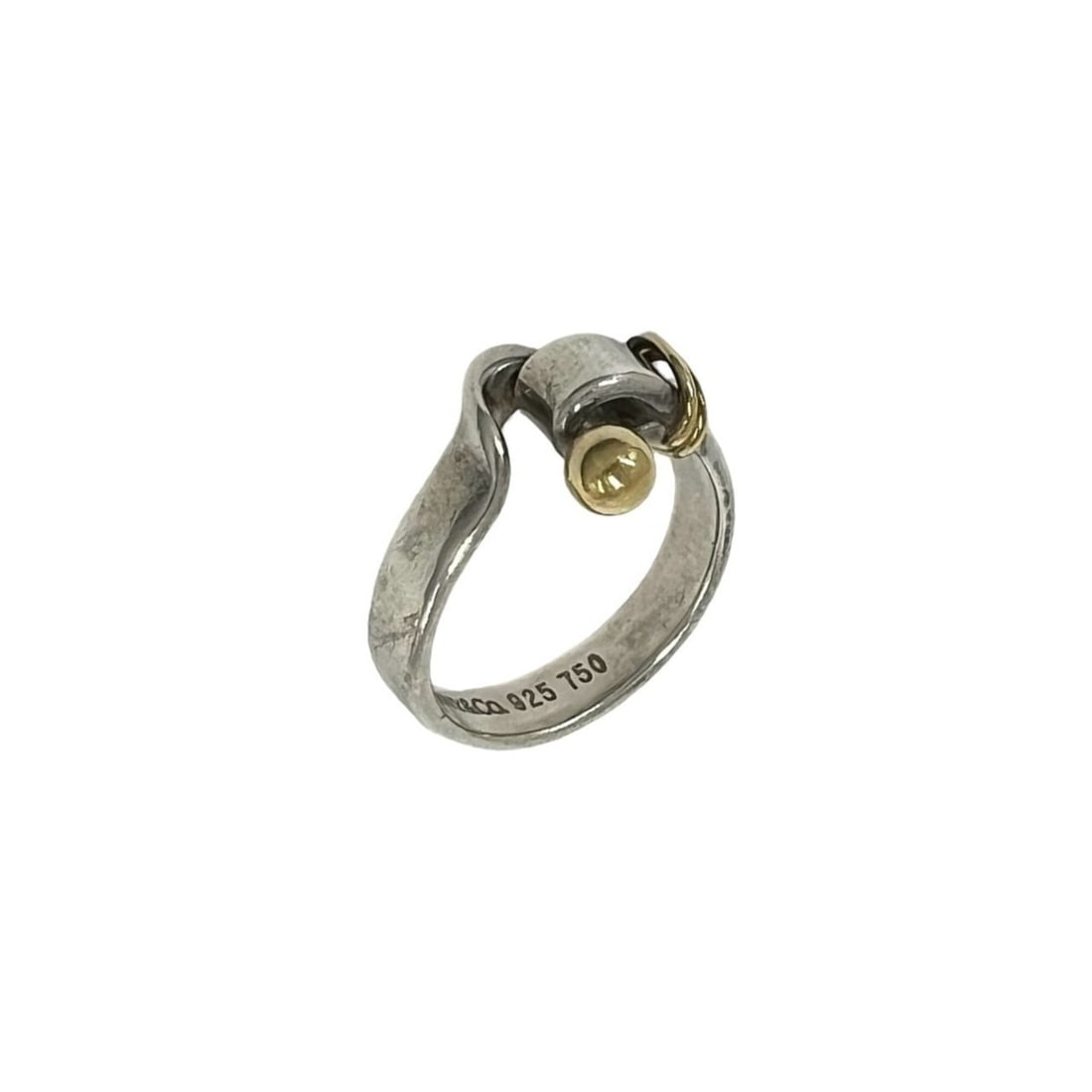 TIFFANY&Co. Tiffany Vintage Hook & Eye Ring, Sterling Silver 925, 18K Yellow Gold: --- Catalog ---Category: SizeJP Size: 9US Size: 5Category: DesignType: Band ringColor: Gold, SilverGender: WomenMaterial: Silver 925, Yellow gold (18K)Category: GeneralBrand: Tiffany--- Item List ---S